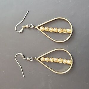 Gold Tone Beaded Drop Earrings